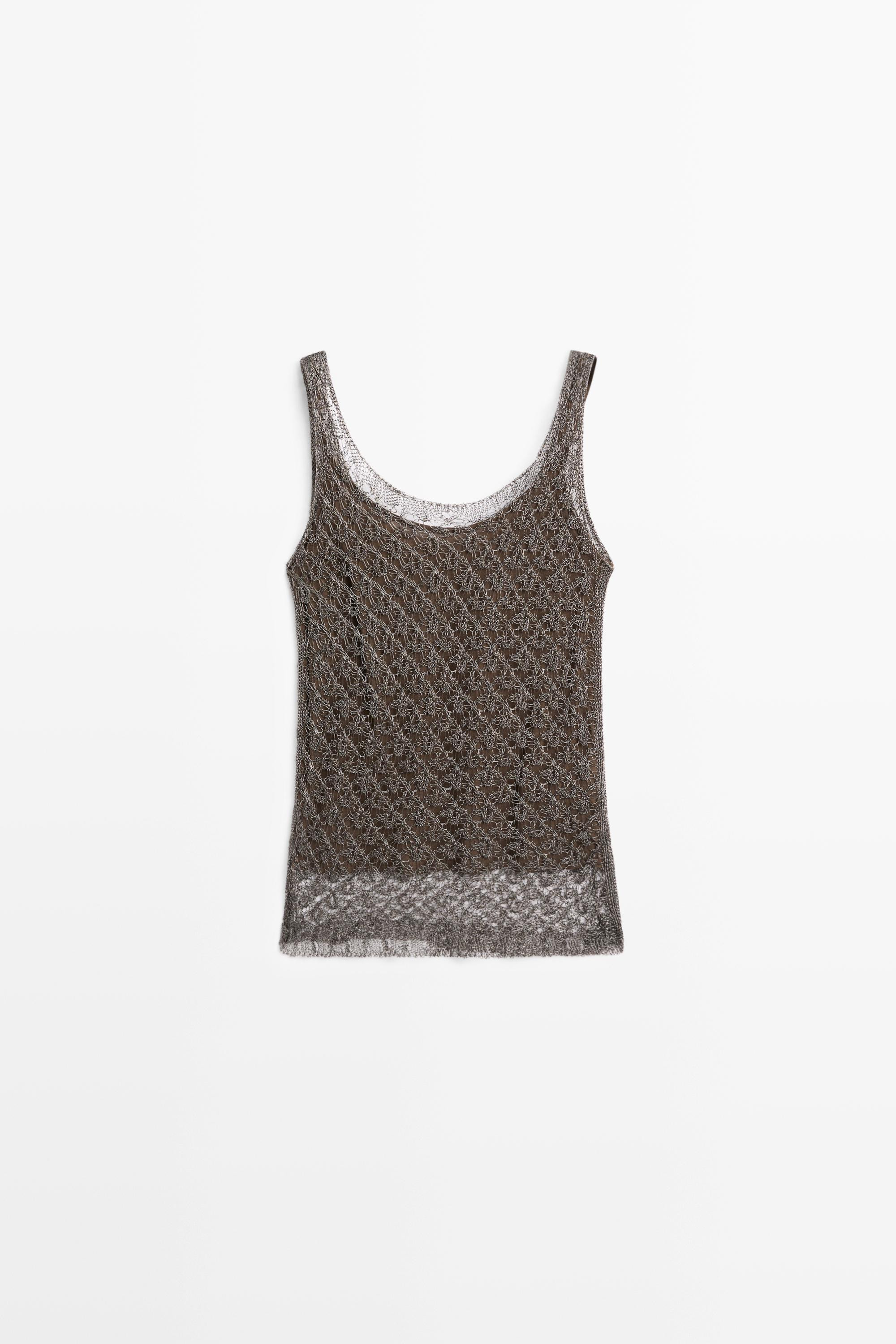 Strappy metallic mesh top | Massimo Dutti US