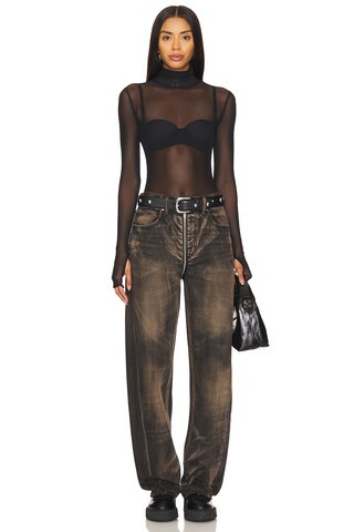 Twila Sheer Bodysuit in Black | Revolve Clothing (Global)