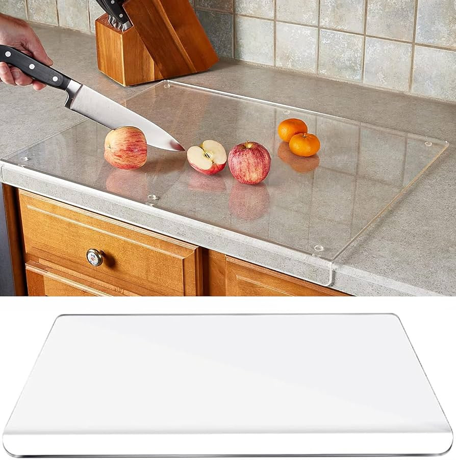 Acrylic Cutting Board with Counter Lip, 2024 Upgraded Thicker Clear Cutting Board, Large Anti-Sli... | Amazon (US)