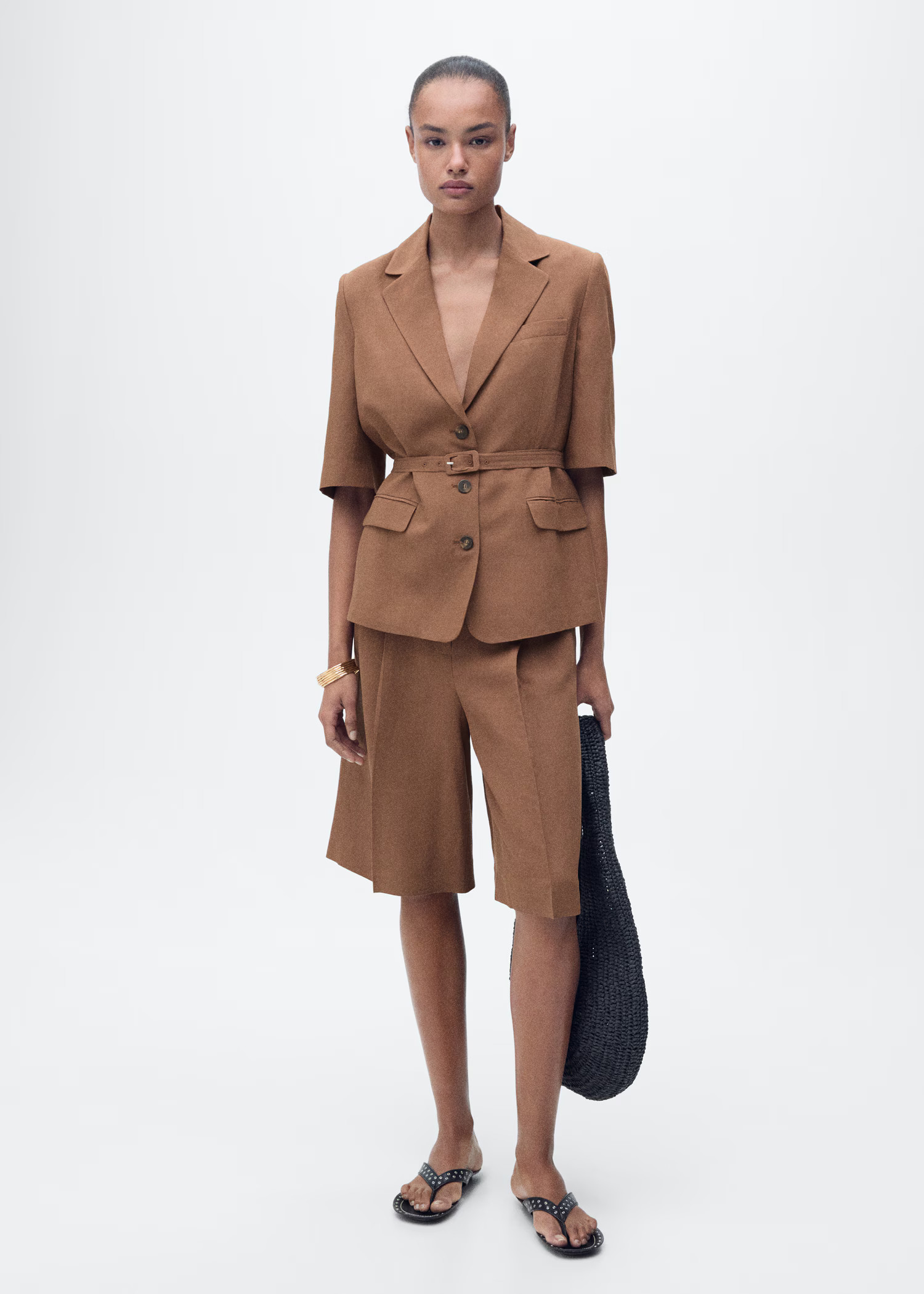 Linen-blend suit blazer with beltCurrent price [US$ 139.99]US$ 139.99 | Mango (US/MX/AU)