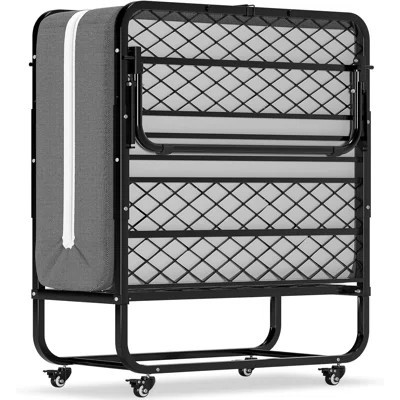Folding Bed With Mattress 75 X 38 Twin Size Bed Frame Portable Foldable Guest Bed For Adults Rollaway Bed With Wheels Fold Up Bed For Easy Storage And | Wayfair North America