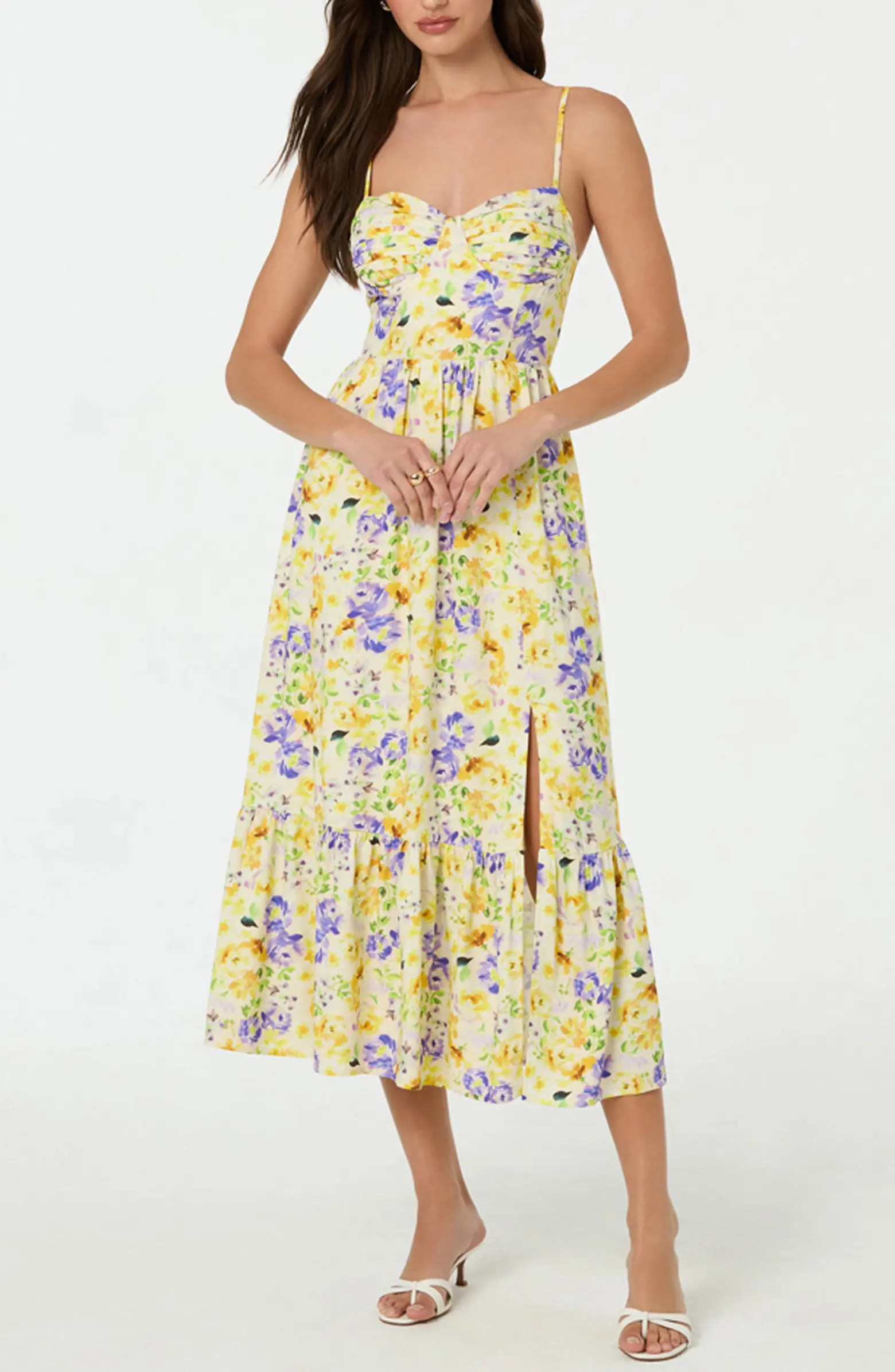 Floral Pleated Bust Fit & Flare Sundress | Nordstrom Rack