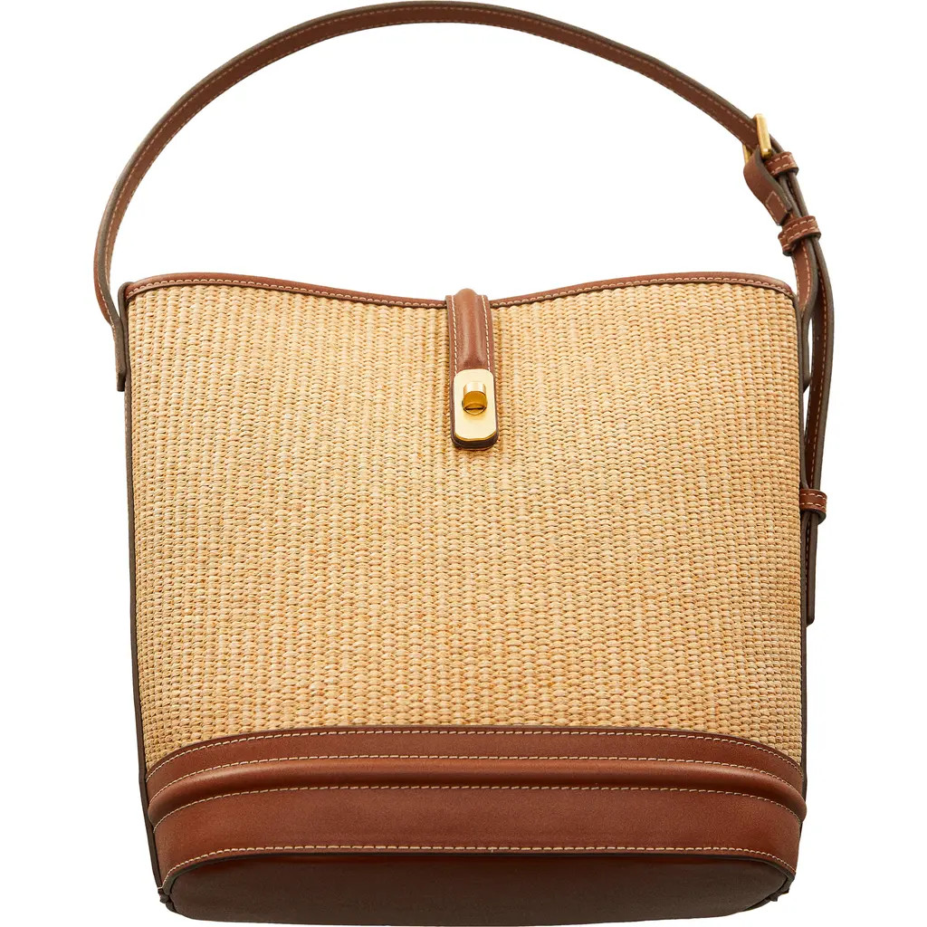 MANGO Raffia Bucket Bag in Leather at Nordstrom | Nordstrom
