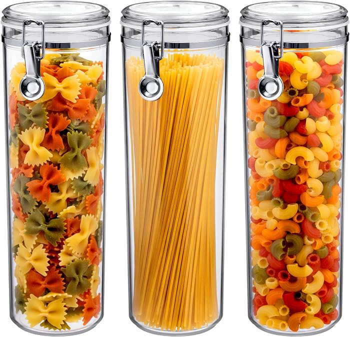 Amazing Abby - Cathy - 60-Ounce Plastic Canister (Set of 3), Plastic Airtight Container for Spagh... | Amazon (US)