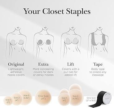Nippies Nipple Covers for Women - Sticky Adhesive Silicone Pasties - Reusable Pasty Nipple Cover ... | Amazon (US)