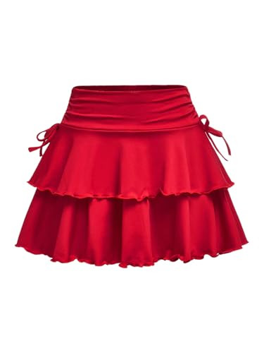 SOLY HUX Girl's Cute Mini Skirts High Waisted Ruffle Layered Skirts Swing Flowy Skater Tennis Ski... | Amazon (US)