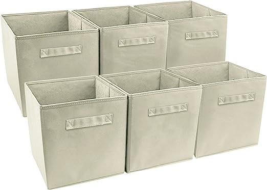 Sorbus Foldable Storage Cube Basket Bin, 6 Pack, Beige | Amazon (US)