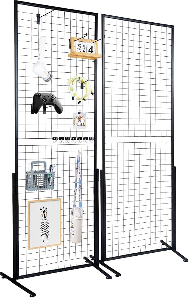 VEVOR 2' x 5.6' Grid Wall Panels Tower, 2 Packs Wire Grid Panels with T-Base Floorstanding, Doubl... | Amazon (US)