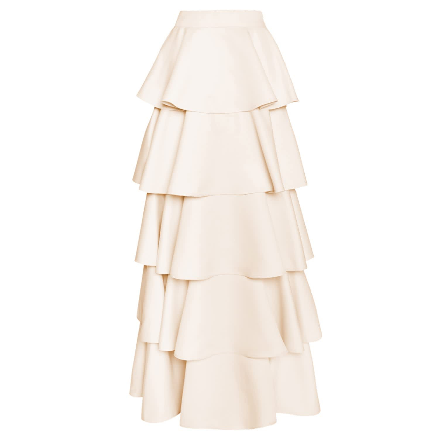 Cream Tiered High Waisted Maxi Skirt by True Decadence | Wolf and Badger (Global excl. US)