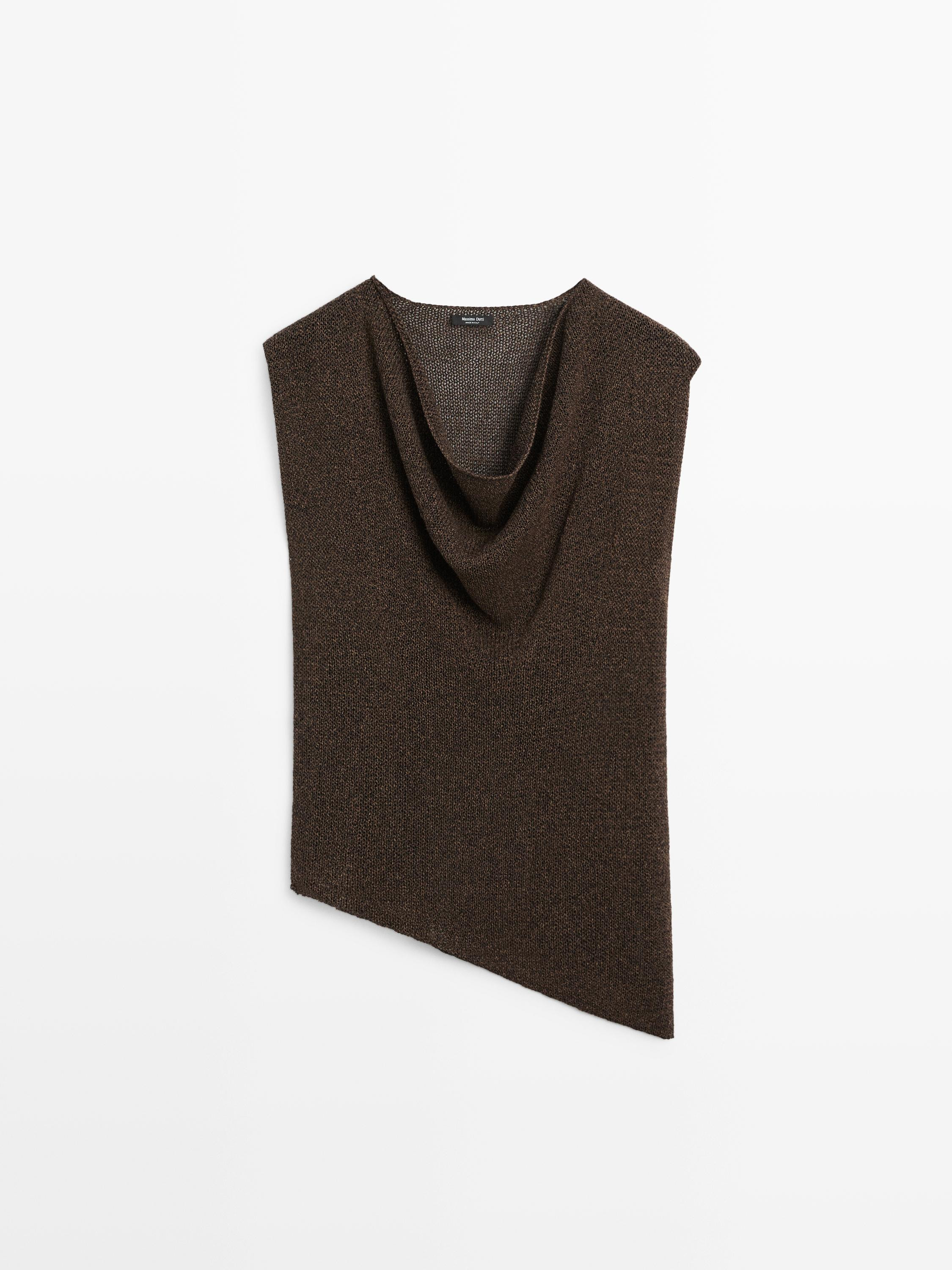 Asymmetric cowl neck top | Massimo Dutti UK