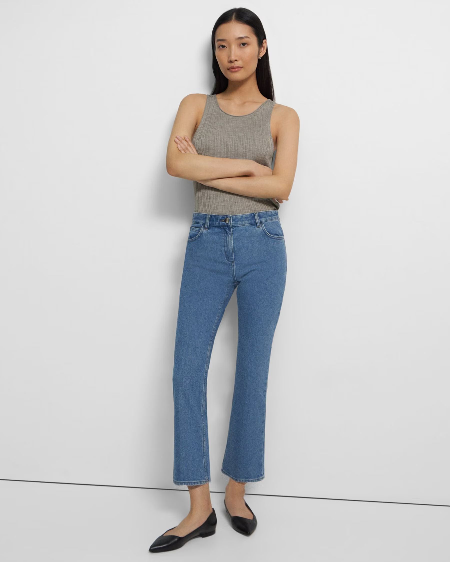 5-Pocket Flare Jean in Washed Denim | Theory