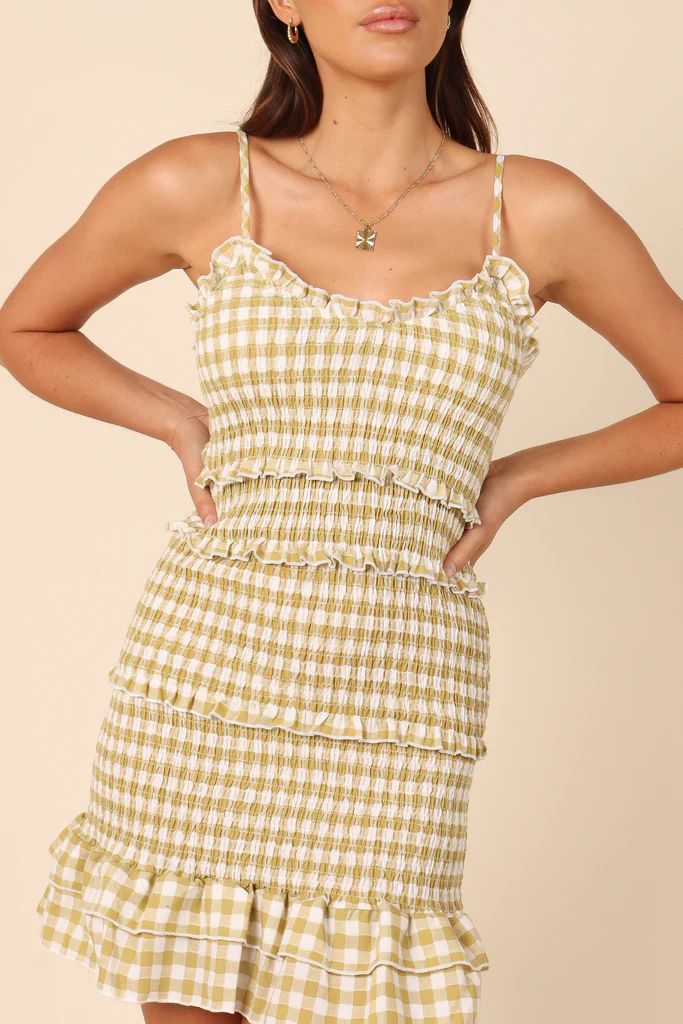 Ileena Shirred Frill Mini Dress - Green | Petal & Pup (US)
