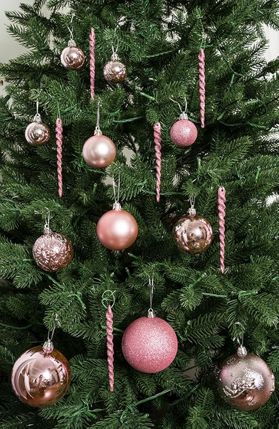 PREXTEX Christmas Tree Ornaments - Pink Christmas Ball Ornaments Set for Christmas, Holiday, Wreath  | Amazon (US)