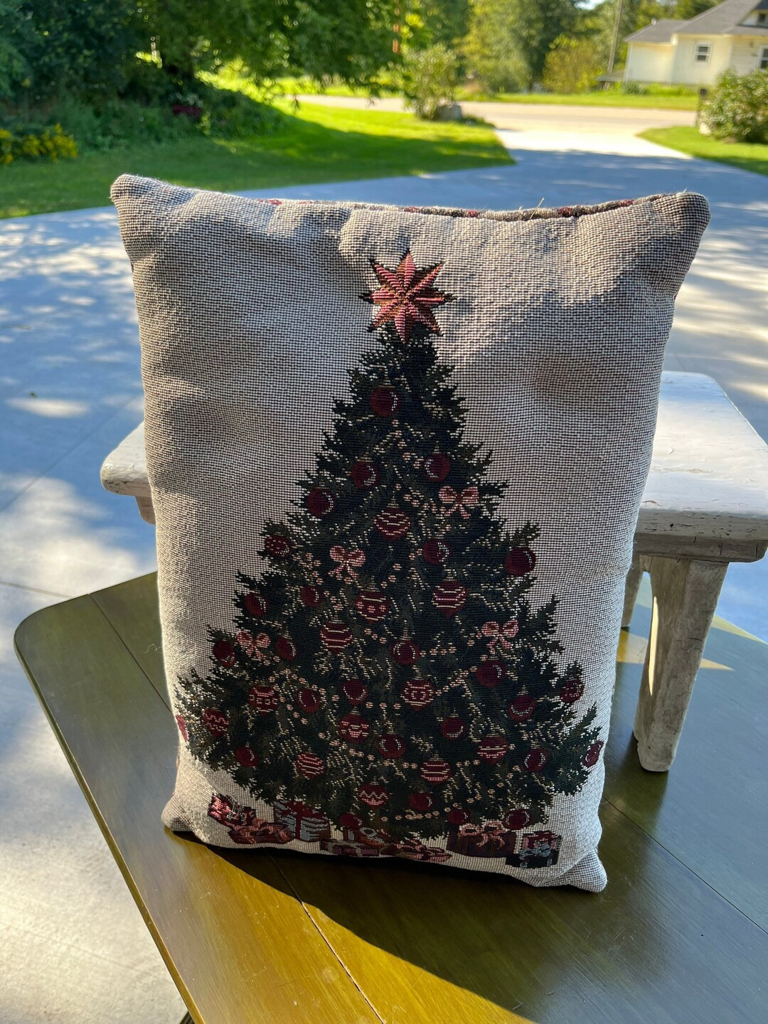 VINTAGE Christmas Tree Pillow - Etsy | Etsy (US)