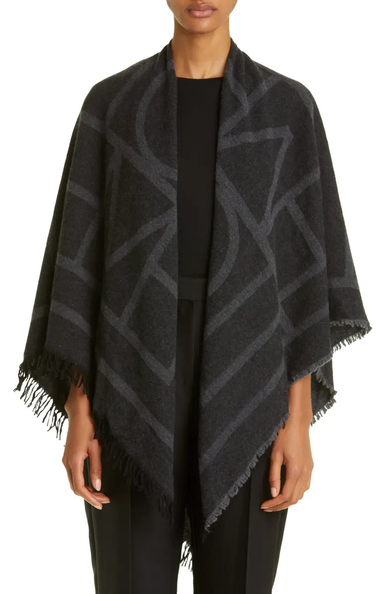 TOTEME Monogram Wool & Cashmere Fringe Scarf | Nordstrom | Nordstrom