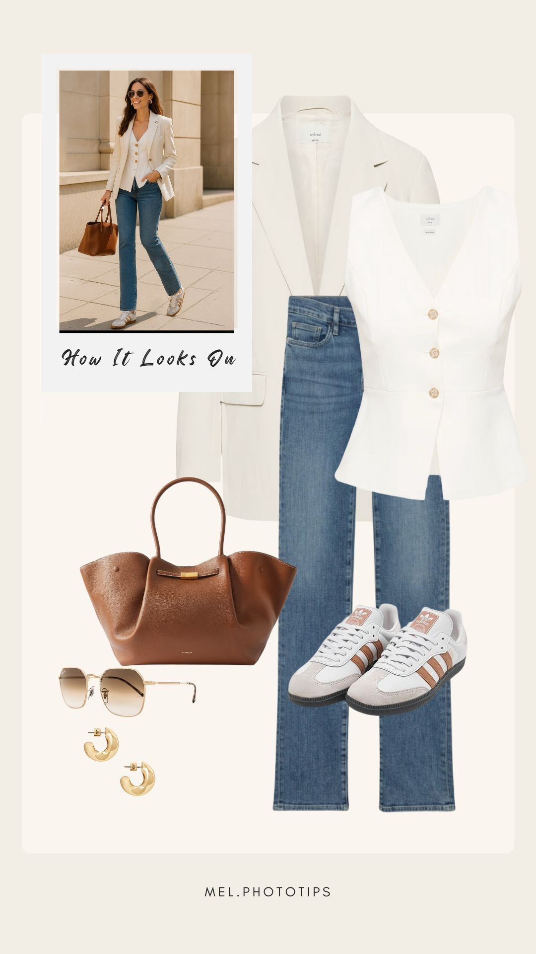 Casual, elevated, and SO flattering. This flared vest cinches perfectly at the waist and layers beautifully under a cream blazer. Styled with mid-wash jeans and the must-have Adidas sneakers of the season.
☕ Wear this to coffee dates, city strolls, or content shoots.
#StreetStyle #CasualChic #LTKspring


#LTKStyleTip #LTKShoeCrush
