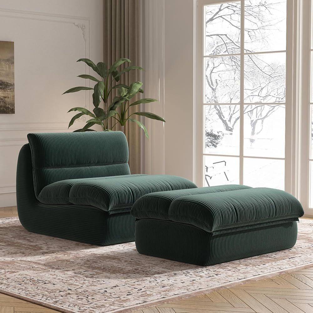 Bean Bag Chair with Ottoman, Cozy Comfy Reading Nook Chairs, Ultra Soft Corduroy Fabric Bean Bag ... | Amazon (US)