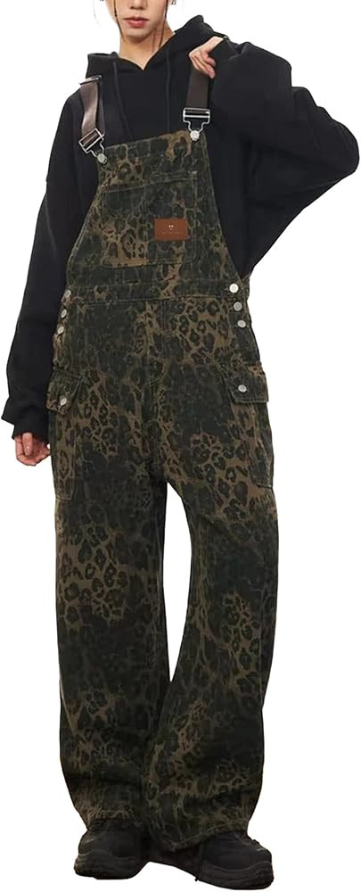 Aelfric Eden Leopard Print Denim Overalls for Women Baggy Cheetah Print Streetwear Adjustable Str... | Amazon (US)