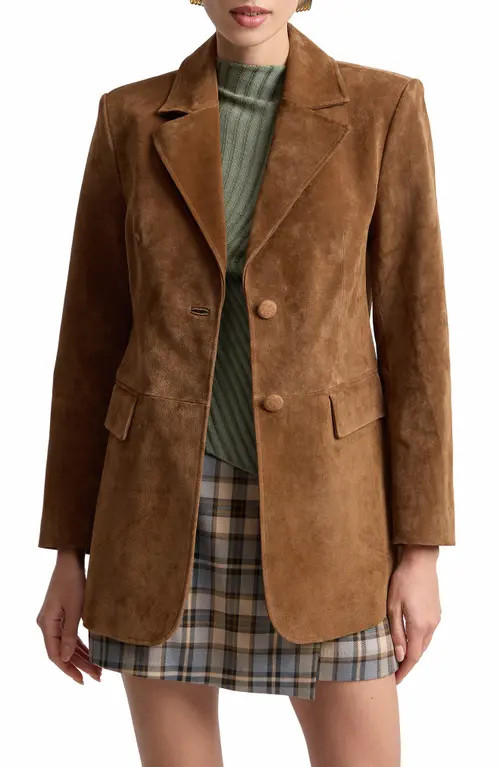 Avec Les Filles Longline Suede Blazer in Brandy at Nordstrom, Size Xx-Large | Nordstrom