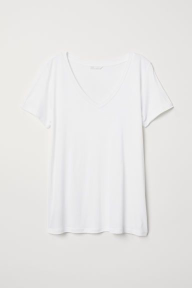 H & M - V-neck T-shirt - White | H&M (US + CA)