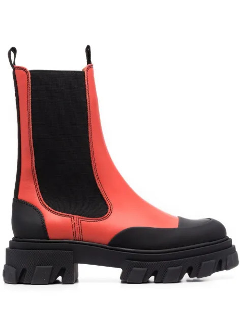 GANNI Tall two-tone Leather Boots - Farfetch | Farfetch Global