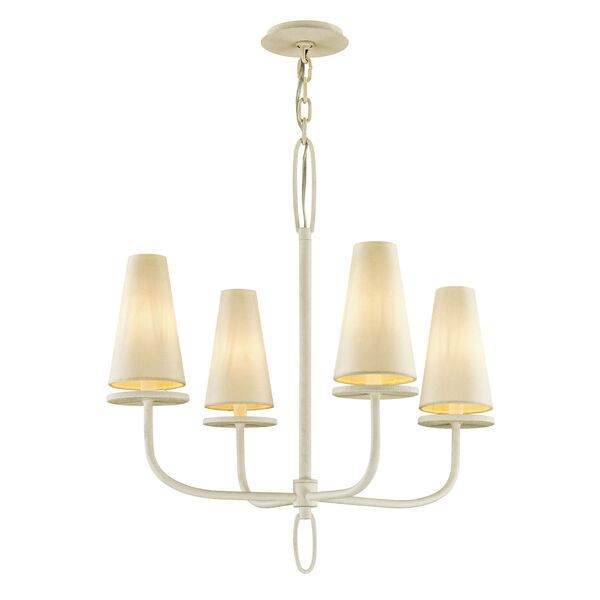 Marcel Gesso White Four-Light Chandelier with Off-White Hardback Cotton | Bellacor