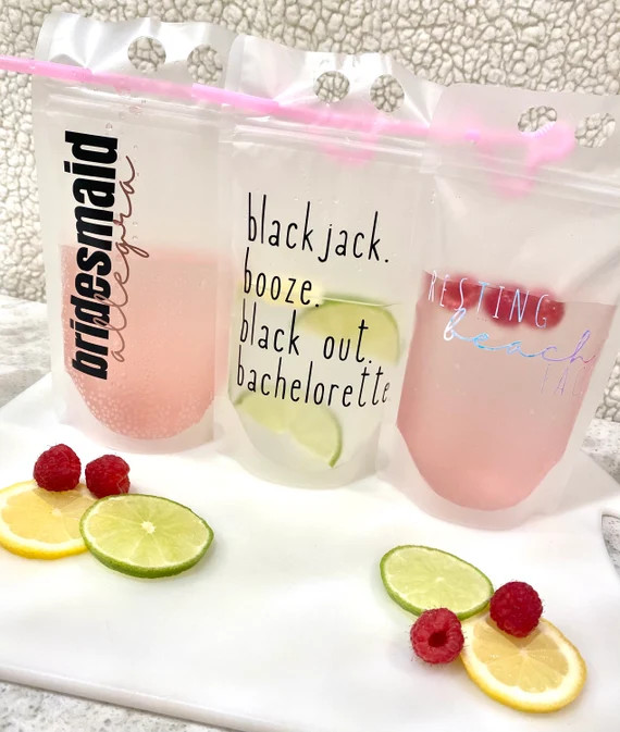 Drink Pouches / Adult Pouches Themed Quotes / Customizable / Bachelorette - FREE FOR BRIDE 5+ ord... | Etsy (US)
