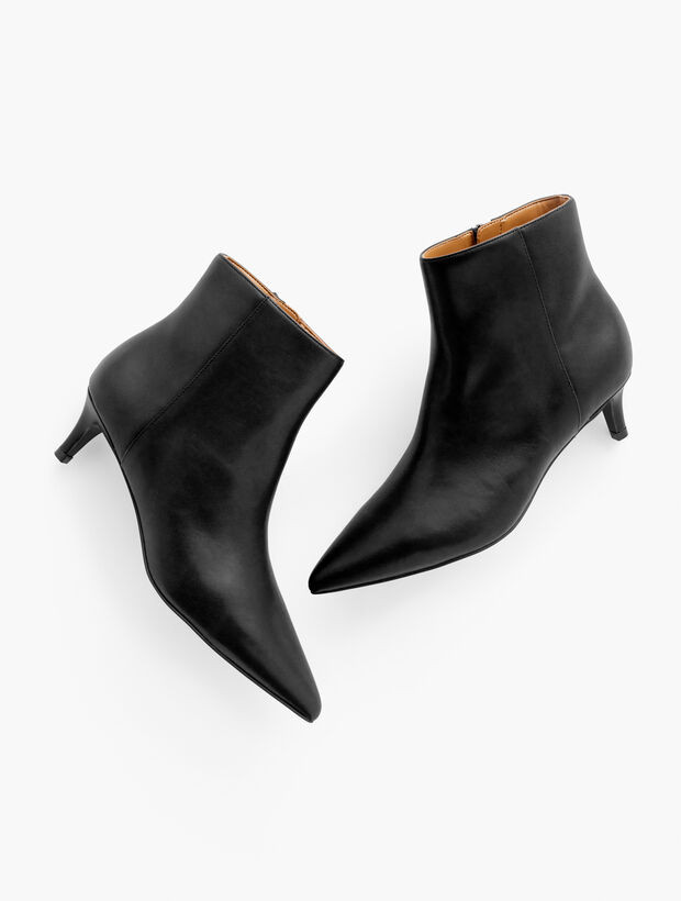 Kait Leather Kitten Heel Booties | Talbots