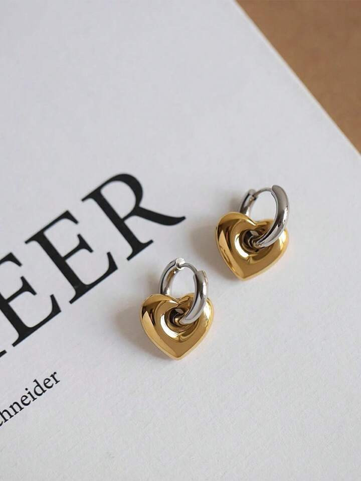 Classic Retro Detachable Heart Earrings For Women, Stainless Steel Non-Fading Fashionable & Simpl... | SHEIN