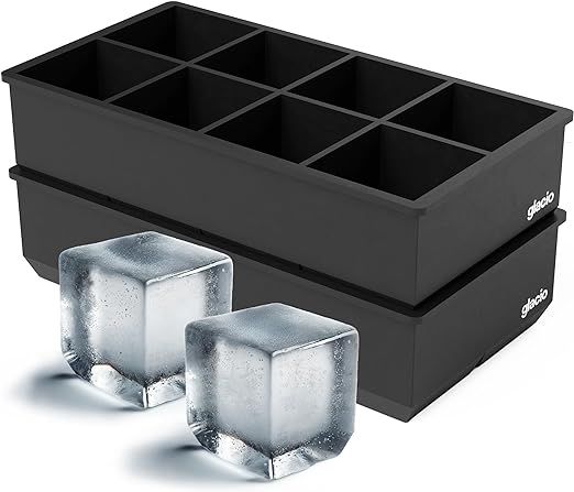 glacio Ice Cube Trays Silicone - Large Ice Tray Molds for making 8 Giant Ice Cubes for Whiskey - ... | Amazon (US)