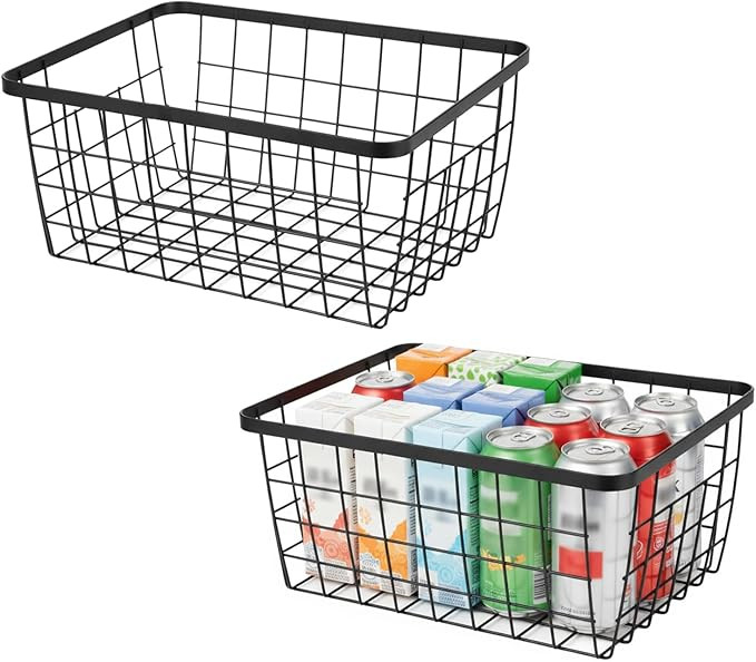 Kitchen Metal Wire Baskets with Handles Food Storage Organizer, Household Refrigerator for Cabine... | Amazon (US)