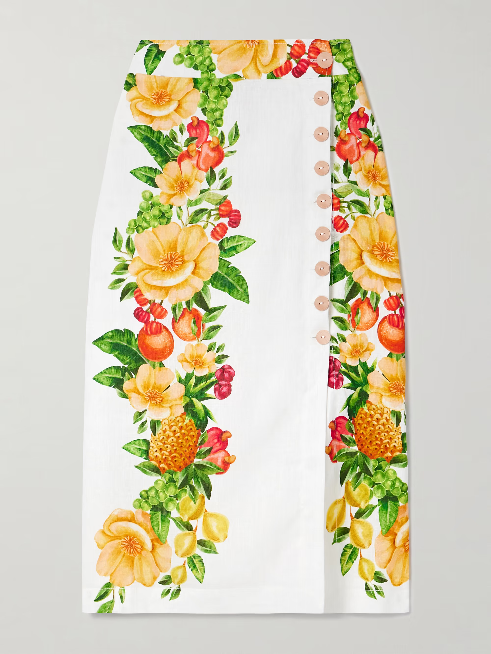 FARM RIO Floral-print linen midi wrap skirt | NET-A-PORTER APAC