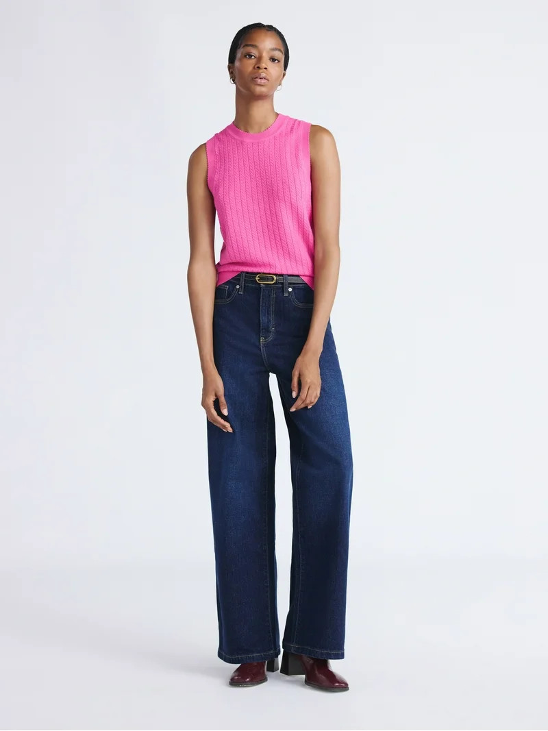 Free Assembly Women's Cozy Yarn Cable Sweater Shell, Sizes XS-XXL | Walmart (US)