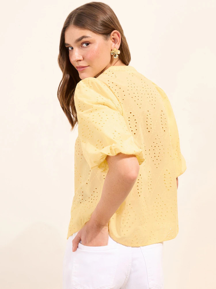 Friends Like These Lemon Broderie Short Puff Sleeve Blouse | Next EU
