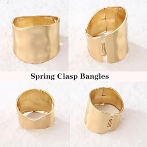 Bangle Bracelets for Women | 14K Gold Plated Trendy Wide Bracelets | Hinged Arm Cuff Bangles Chun... | Amazon (US)