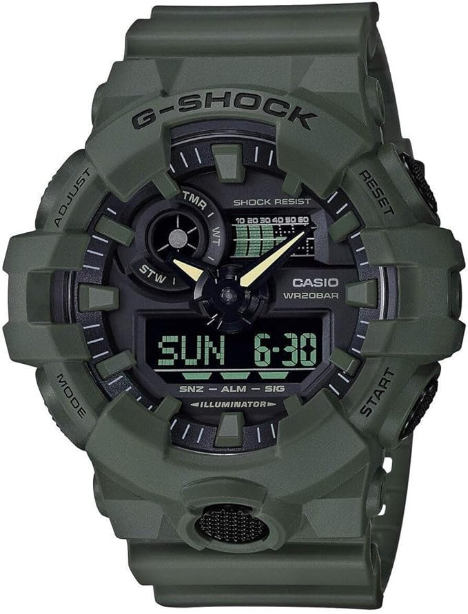 Casio Men's XL Series G-Shock Quartz 200M WR Shock Resistant Resin Color: Matte Olive Green (Mode... | Amazon (US)