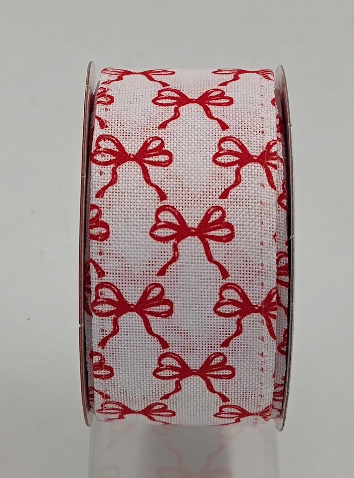 White and Red Bows Burlap Wired Christmas Ribbon, 1.5" x 15', by Holiday Time | Walmart (US)