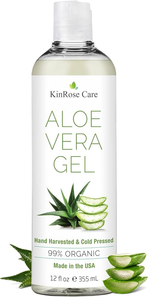 12oz Organic Aloe Vera Gel for Face, Skin, Hair & Sunburn Relief - From 100 Percent Pure Aloe Ver... | Amazon (US)
