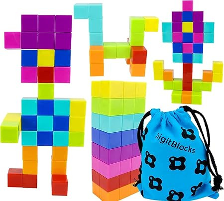 Brainspark DigitBlocks 48 Pcs Magnetic Building Blocks 8 Colors Sensory Toys for Kids STEM Educat... | Amazon (US)