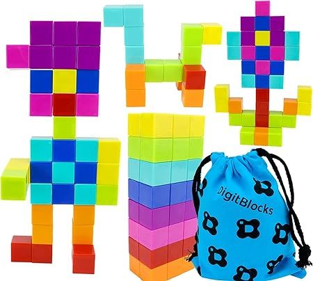 Brainspark DigitBlocks 48 Pcs Magnetic Building Blocks 8 Colors Sensory Toys for Kids STEM Educat... | Amazon (US)