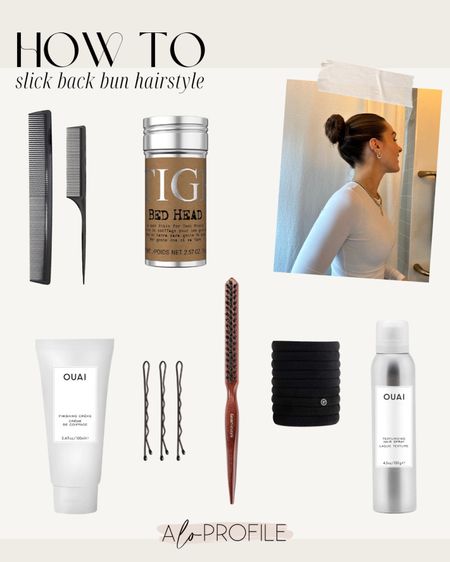 Products & tools I use to achieve a slicked back hairstyle! The was stick is a game changer.