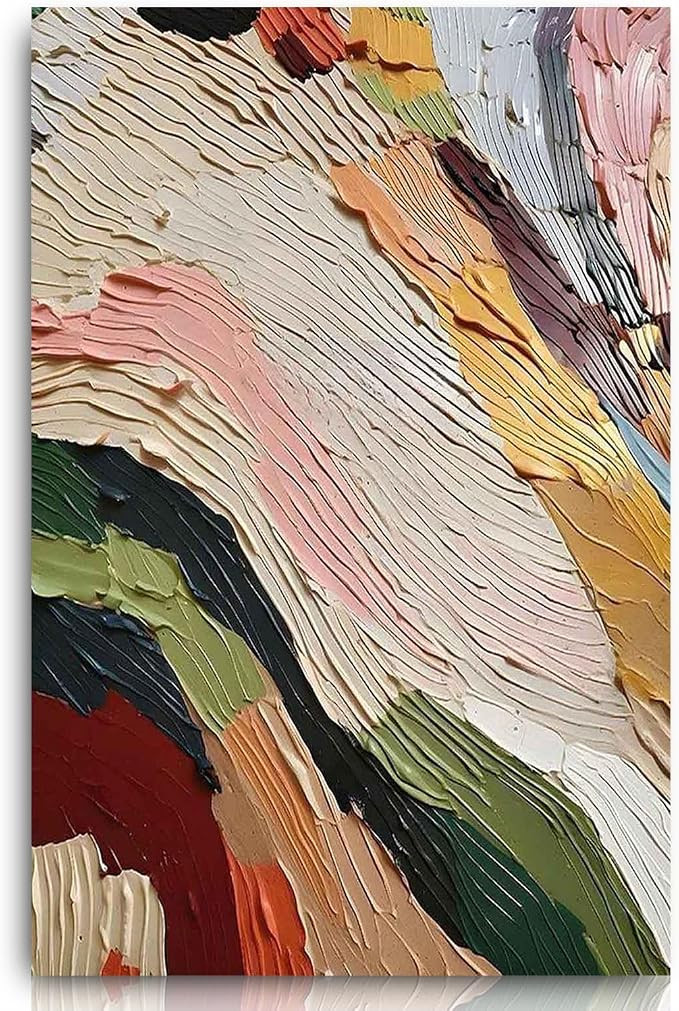Fchen art Hand Painted Abstract Art Muted Colors Oil Painting Home Decoration Canvas Painting Pri... | Amazon (US)