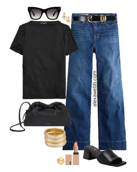 How to Wear Plus Size Wide Leg Jeans - A plus size casual outfit idea with wide leg jeans and a black fitted tee. Alexa Webb #plussize

#LTKPlusSize #LTKOver40 #LTKStyleTip