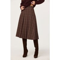 ASTR the Label | Vena Pleated Plaid Midi Skirt in Wine plaid | Size S | ASTR The Label (US)