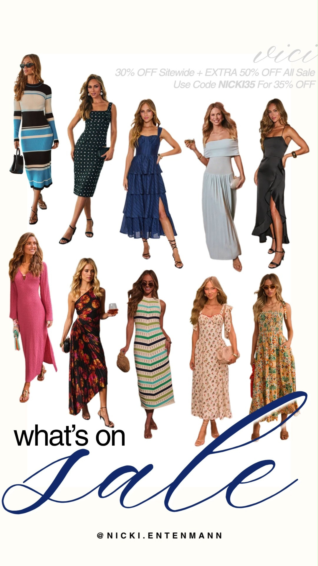 Refresh your wardrobe with VICI's incredible savings event featuring 30% off sitewide plus an extra 50% off all sale items. This gorgeous collection highlights a variety of stunning dresses, including striped knit midis, tiered maxi styles, elegant off the shoulder options, and vibrant floral prints. Make sure to use code NICKI35 at checkout to score an amazing 35% off your entire order before these trending pieces sell out.

#vicidolls #viciambassador #salealert #summerdresses #maxidress #mididress #bohostyle #dealsandsteals #shopthelook #shoppinghaul 

 #LTKootd #LTKSaleAlert #LTKWedding