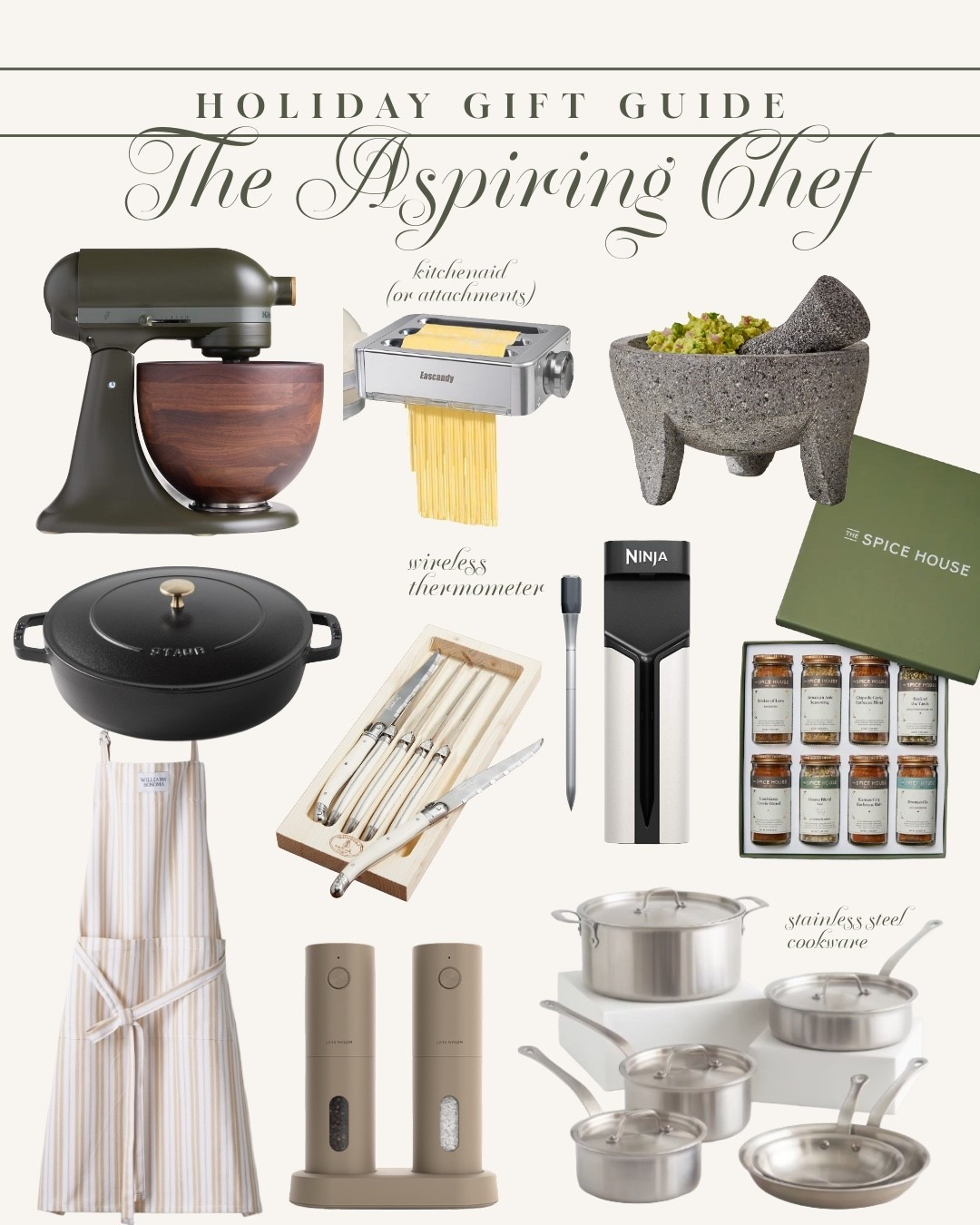 Gift guide for the aspiring home chef/kitchen enthusiasts 

#LTKGiftGuide #LTKHoliday #LTKSeasonal