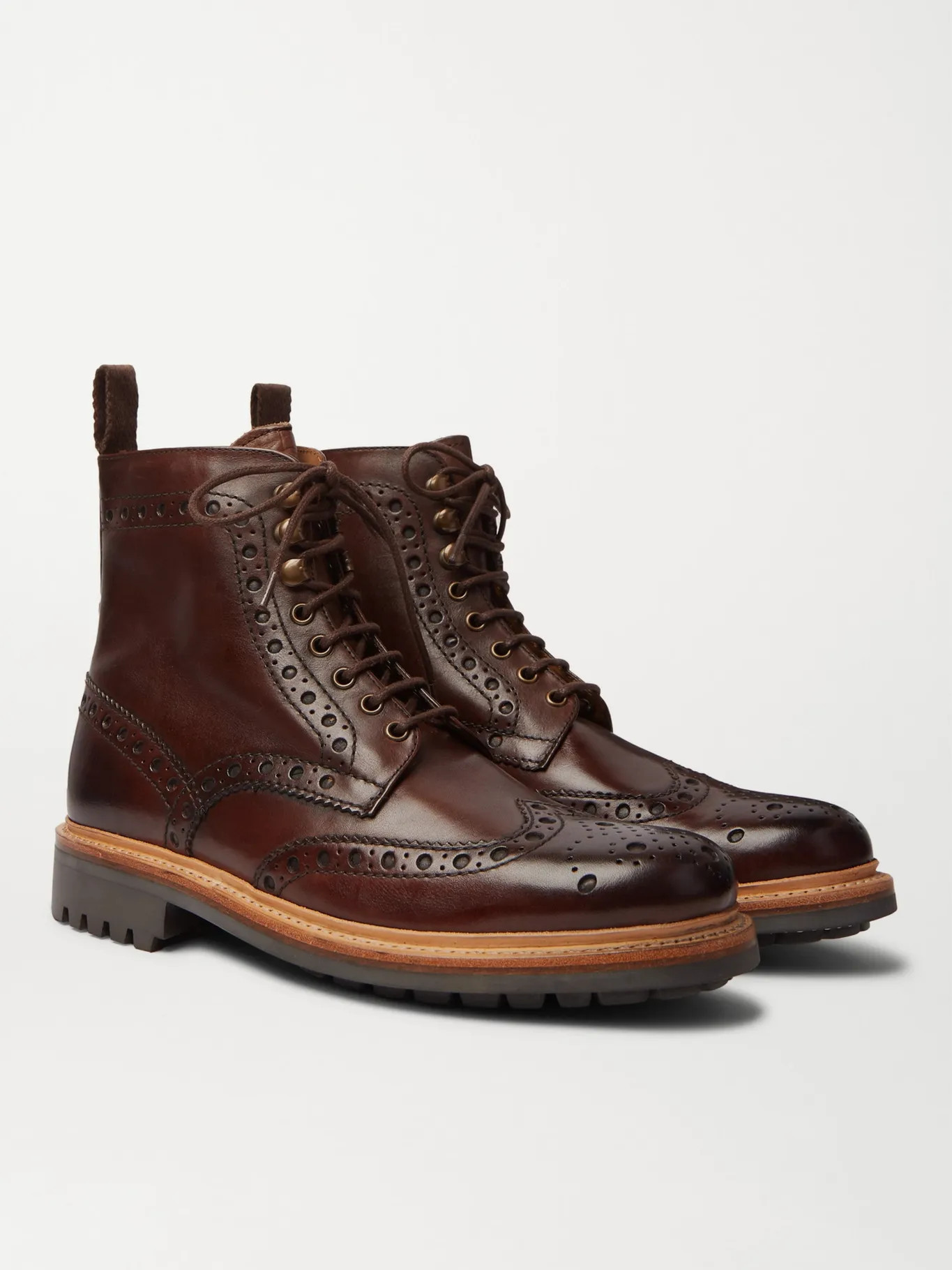 Tan Fred Burnished-Leather Brogue Boots | GRENSON | MR PORTER | Mr Porter (UK)