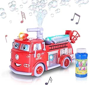 ArtCreativity Bubble Blowing Fire Engine Toy Truck for Kids - Awesome Light Up LED and Siren Effe... | Amazon (US)