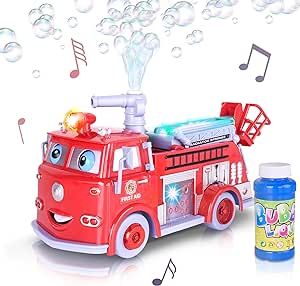 ArtCreativity Bubble Blowing Fire Engine Toy Truck for Kids - Awesome Light Up LED and Siren Effe... | Amazon (US)