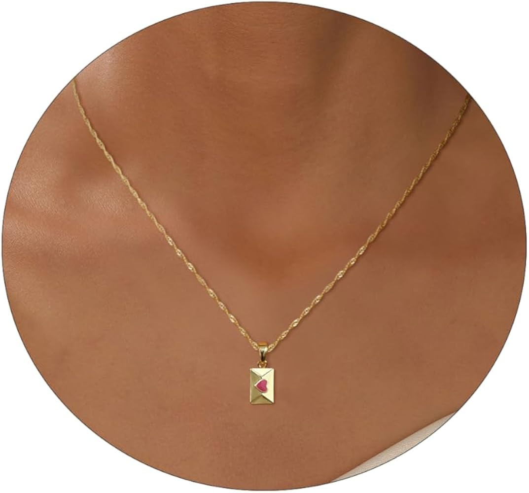 ASCOMY Dainty Gold Necklace for Women | 14K Gold Plated Necklaces for Teen Girls Delicate Love He... | Amazon (US)
